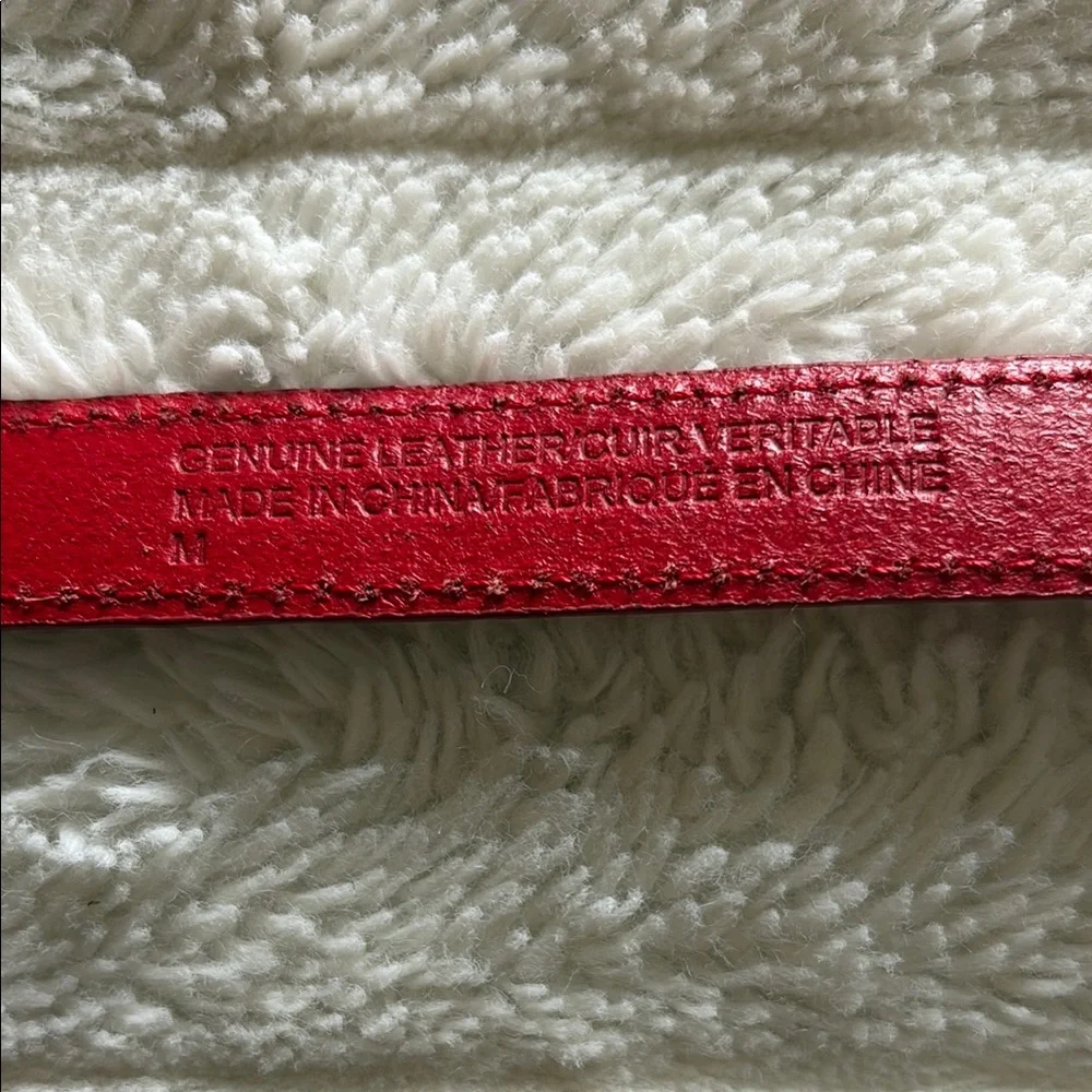 Red and Green Leather Belts with Classic Buckles